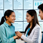 A diverse group of professional educators and students, all fully clothed in modest, appropriate attire, are depicted in a bright, modern educational hub. They are interacting with a large, translucent digital display that visually represents learning data, like a precise compass guiding personalized educational paths. The imagery emphasizes the concept of "unraveling true progress beyond numbers," showing data points connecting to individual student profiles. The atmosphere is collaborative and forward-thinking, with a focus on student well-being and diagnostic insight. Perfect anatomy, correct proportions, natural poses, well-formed hands, proper finger count, natural body proportions. Professional photography, high quality, digital art, clean lines, safe for work, appropriate content, family-friendly.