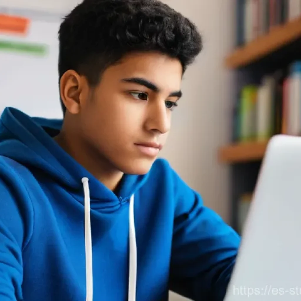 학생의 자율성을 높이는 진도 추적 방법 - **Prompt:** A diverse 17-year-old male high school student from a Latin American city, wearing a cle...